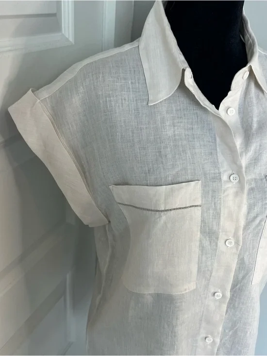 Peserico 100% Italian Linen Sleeveless Shirt - Picture 3 of 12